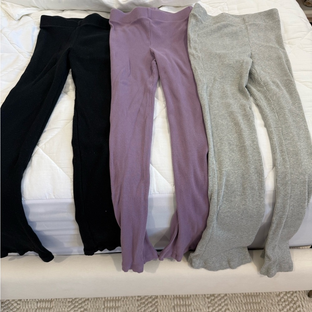 Gap Kids Ribbed Leggings Set - Black, Purple, Gray Sz M (8)